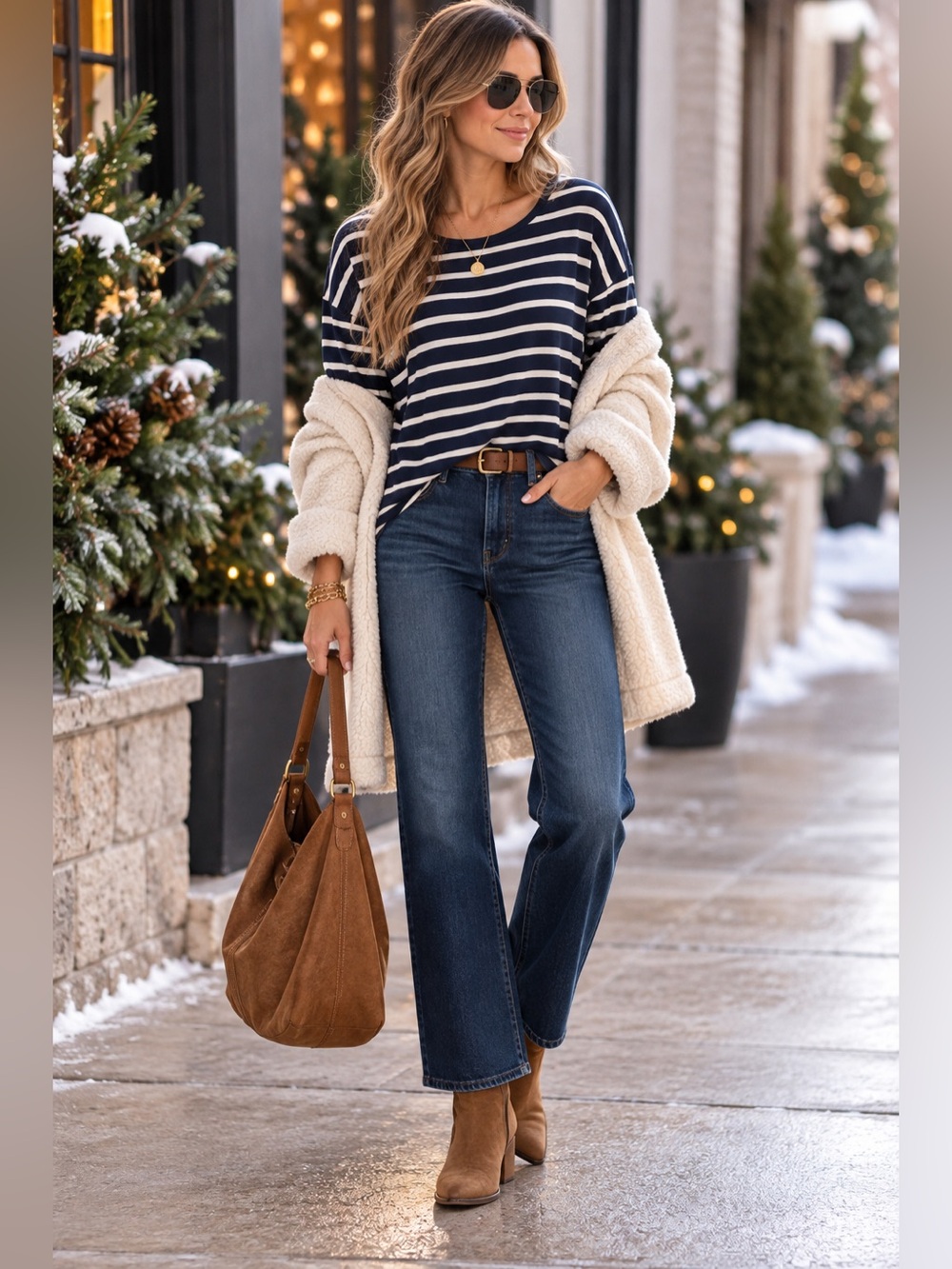 Fenn Wright Manson Navy Striped Breton T-Shirt Size Small
